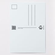 Rückseite der elbracho Postkarte 'Dinolove, Leipzig' mit Adressfeld und QR-Code